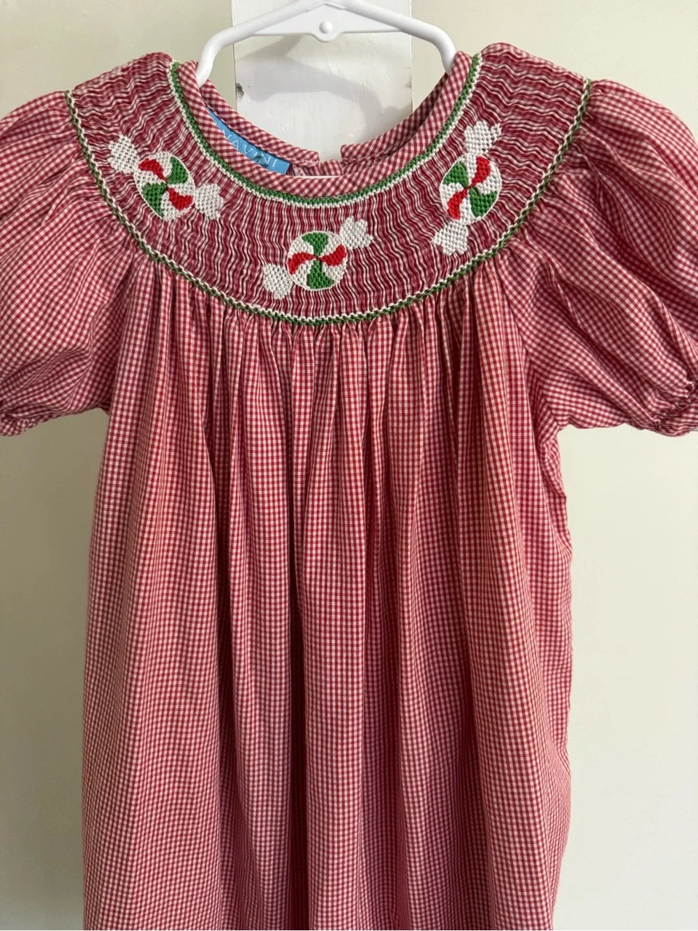 Anavini Hand Smoxked Christmas Bishop Dress